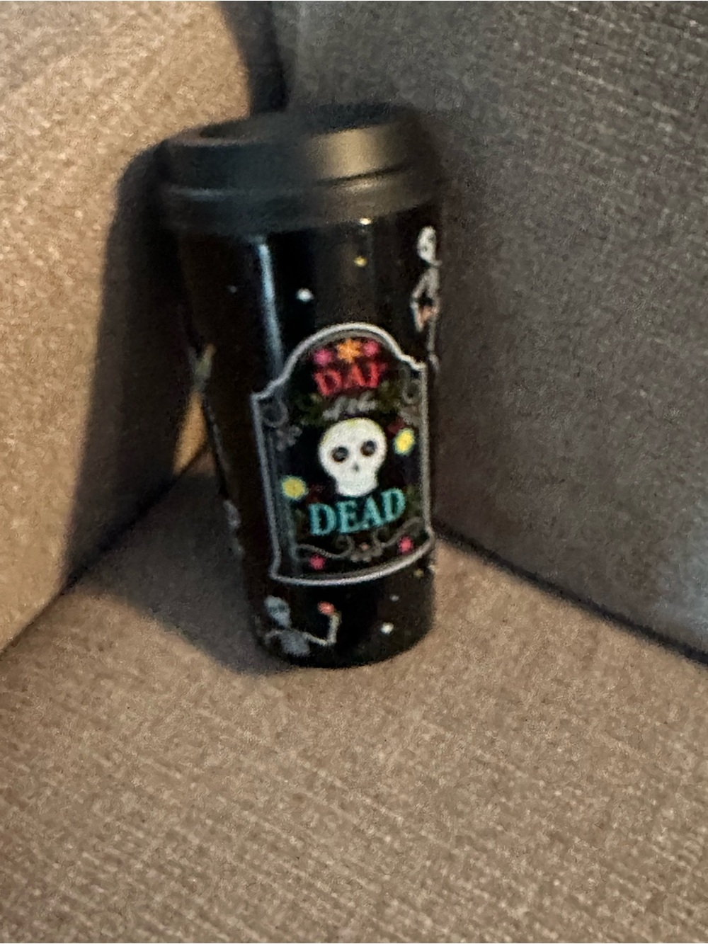 Day of the Dead Black Travel Tumbler - Plaztic  Party Cup